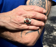 Load image into Gallery viewer, Men's silver ring with gemstones