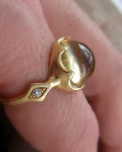 Load image into Gallery viewer, Citrine ring, 14 karat gold ring with gem stone and diamonds.