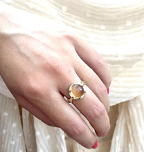 Load image into Gallery viewer, Citrine ring, 14 karat gold ring with gem stone and diamonds.