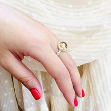 Load image into Gallery viewer, Citrine ring, 14 karat gold ring with gem stone and diamonds.