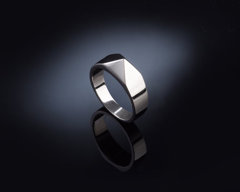 Silver geometric spike ring for womens