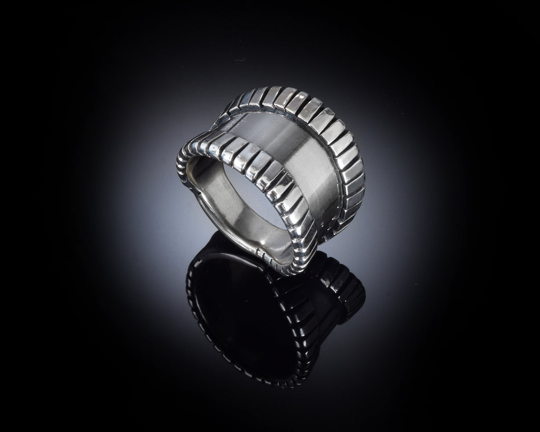 Wide Statement Sterling Silver Men's Ring
