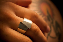 Load image into Gallery viewer, Unique solid sterling silver band ring for men
