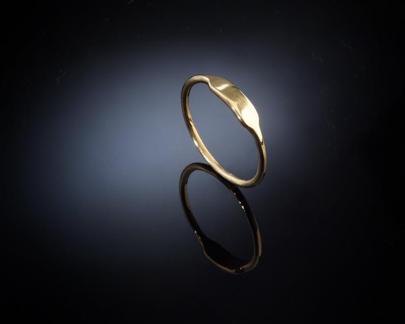 Gold Thin Signet Ring