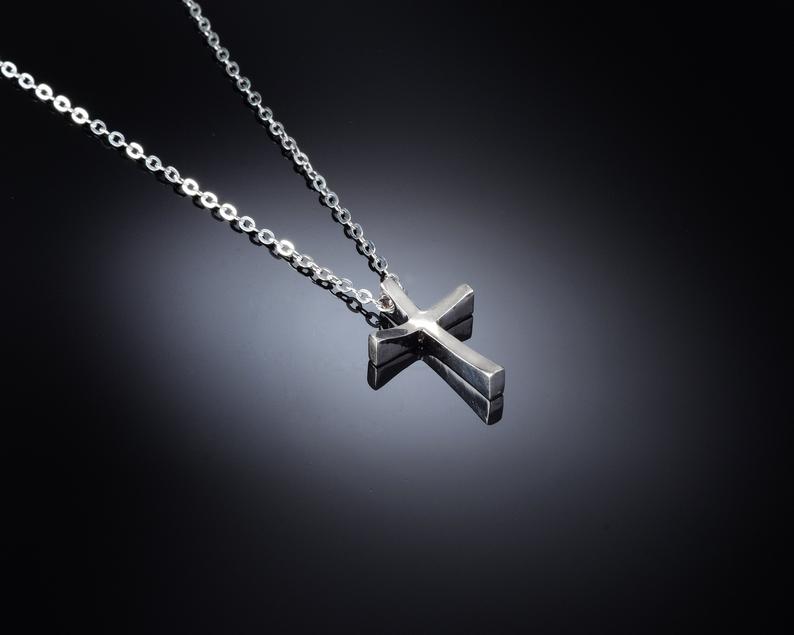 Men's silver cross necklace