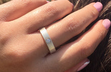 Load image into Gallery viewer, Brushed Sterling Silver Band Ring With Cubic Zirconia
