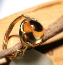 Load image into Gallery viewer, Citrine ring, 14 karat gold ring with gem stone and diamonds.
