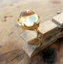 Load image into Gallery viewer, Citrine ring, 14 karat gold ring with gem stone and diamonds.
