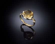 Load image into Gallery viewer, Citrine ring, 14 karat gold ring with gem stone and diamonds.
