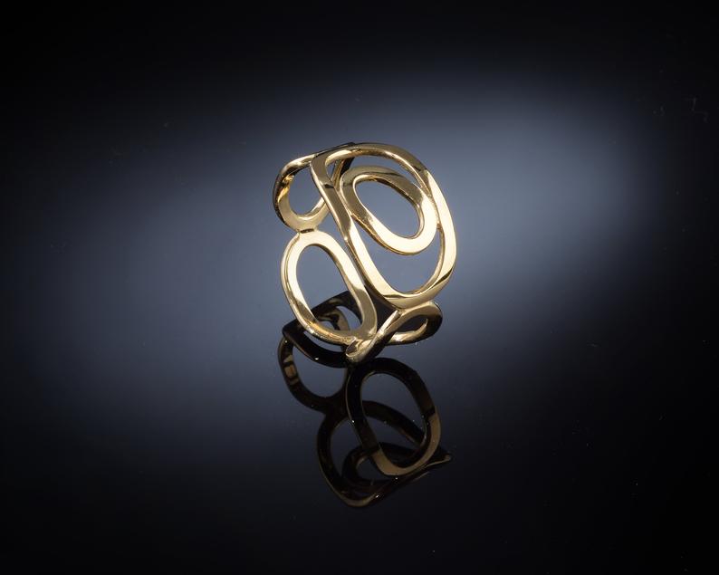 Women's open circles gold ring