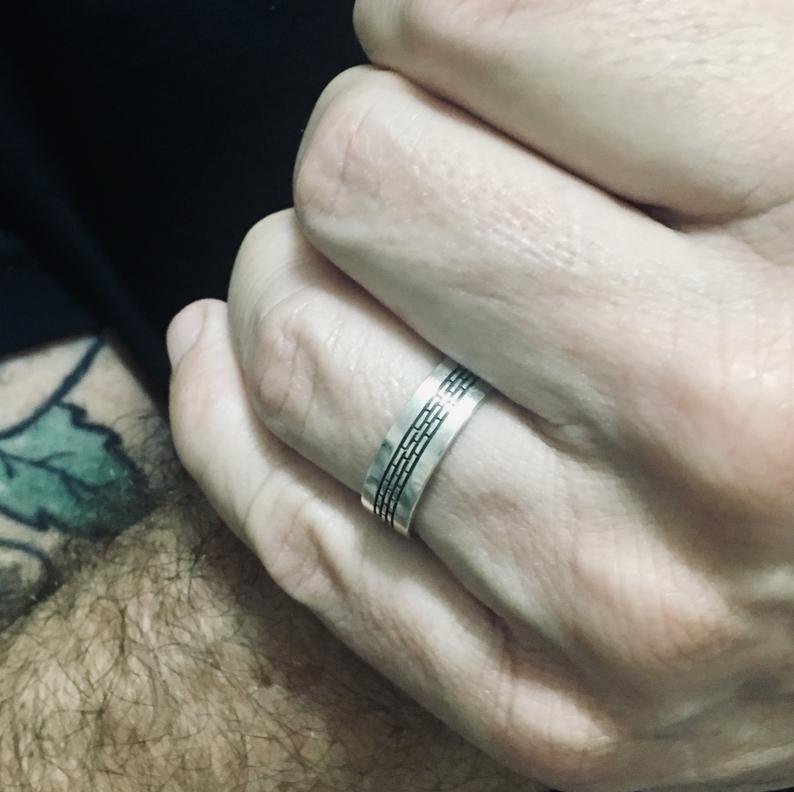 Mens sterling silver wedding ring